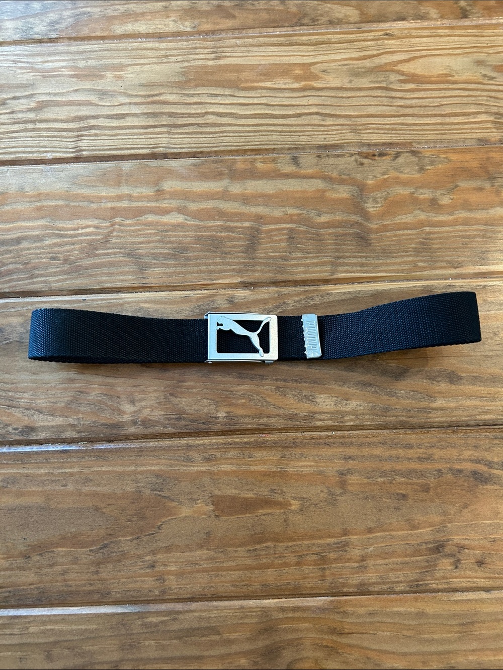 Puma Black Web Belt with Silver Puma Logo Buckle - Youth